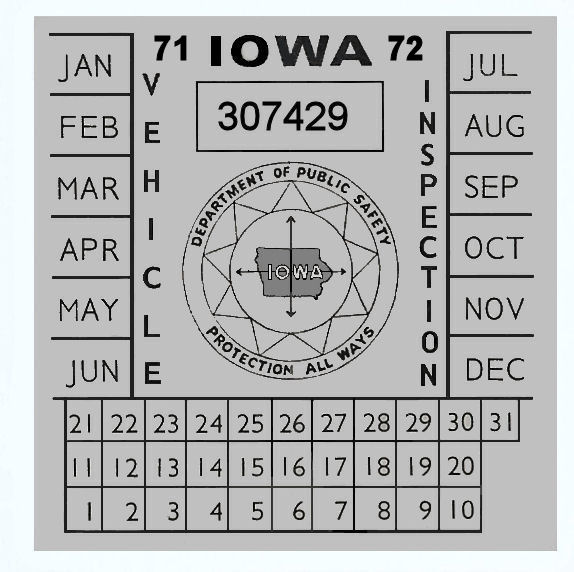 (image for) 1971-72 Iowa INSPECTION Sticker